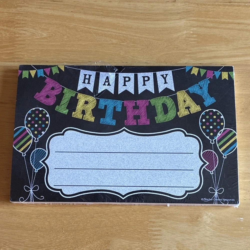 Teacher Created Resources TCR 5466 Chalkboard Birthday Awards 30 Pack Lot of 2